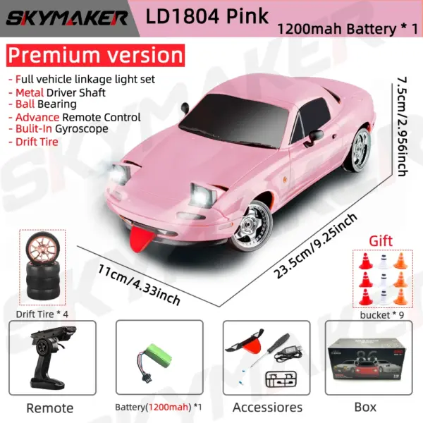 1/18 Scale RC Drift Car Mazda MX5 with Gyro - Image 9