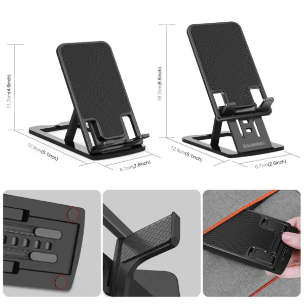 Adjustable Folding Desktop Holder for 12-Inch Devices - Image 3