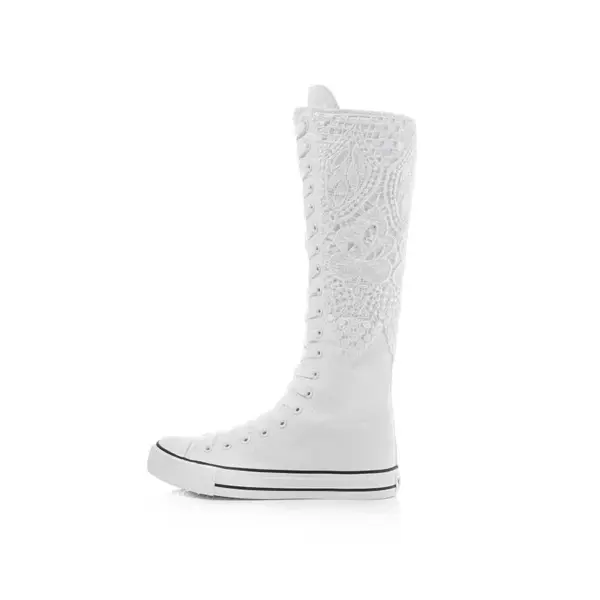 Spring Women's Canvas High-Top Sneakers and Boots - Image 5