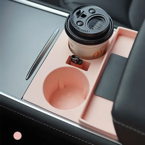 Tesla Model 3 & Y Silicone Cup Holder Insert with Key Card Storage - Image 5