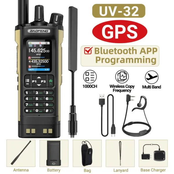 Baofeng UV-32 GPS Walkie Talkie 10W with Bluetooth - Image 14