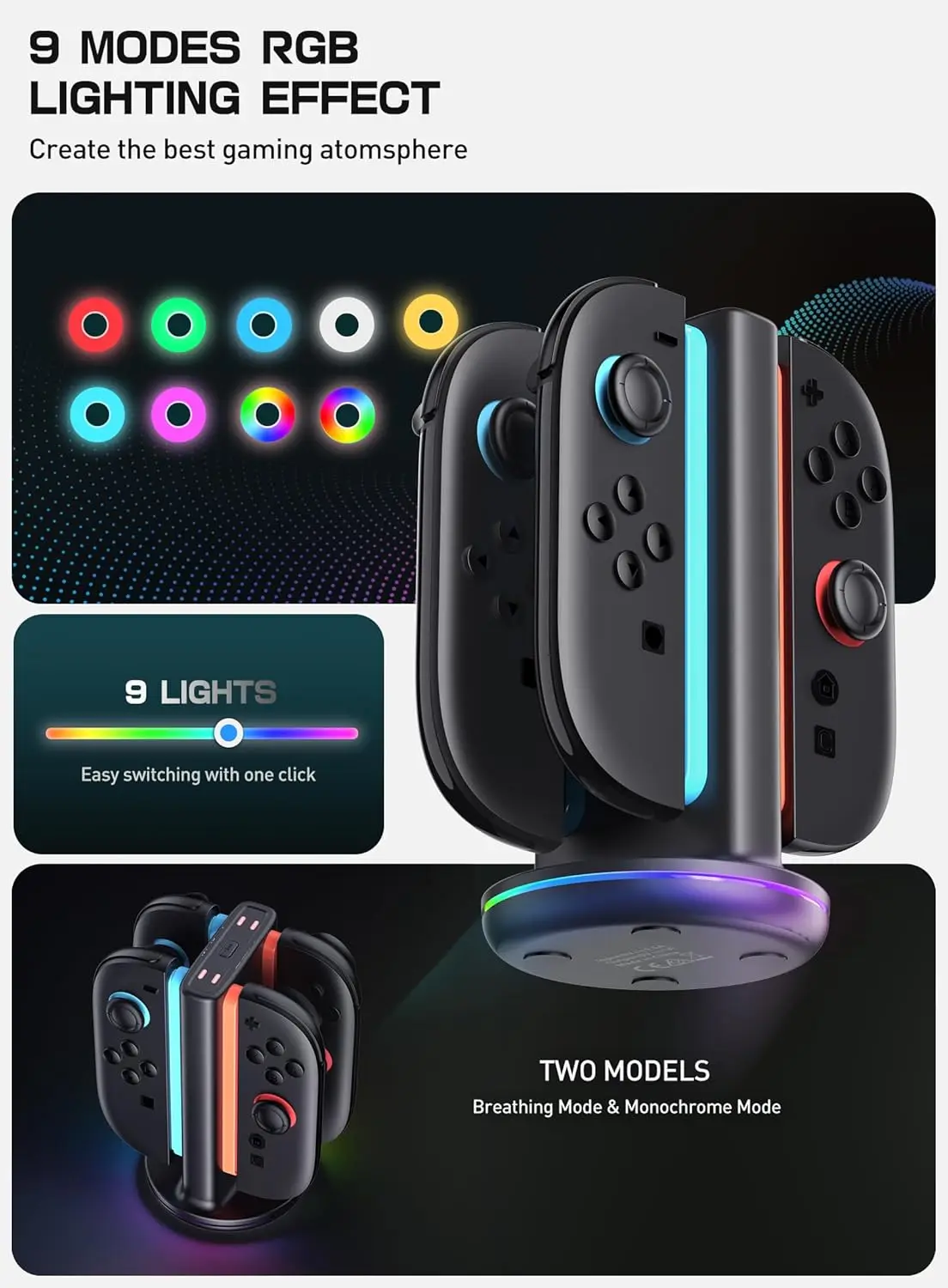 Black 4-in-1 Nintendo Switch Joy-Con Charger Dock 4 Black 4-in-1 Nintendo Switch Joy-Con Charger Dock - Image 4