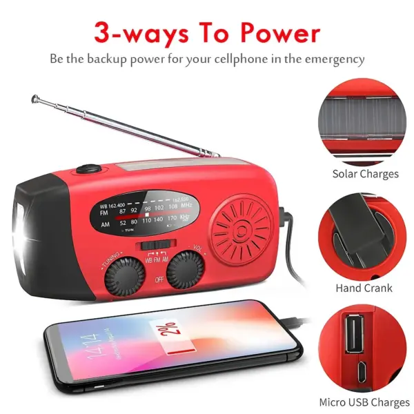 STONEGO Emergency Multi-Function Radio with Solar and Power Bank - Image 6