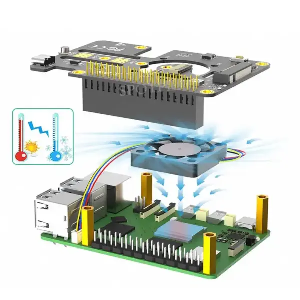 Raspberry Pi 5 M.2 NVMe PCIe Adapter with Fan - Image 2
