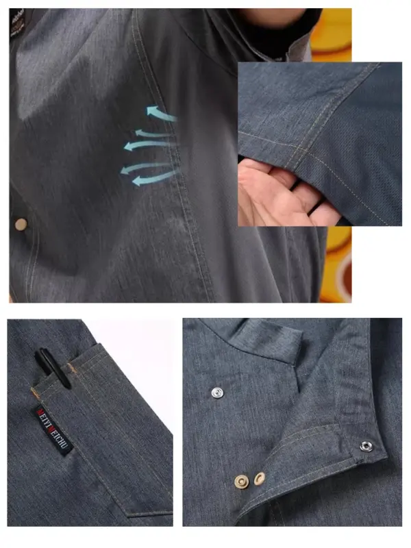 Unisex Restaurant Chef Uniform with Breathable Mesh - Image 6