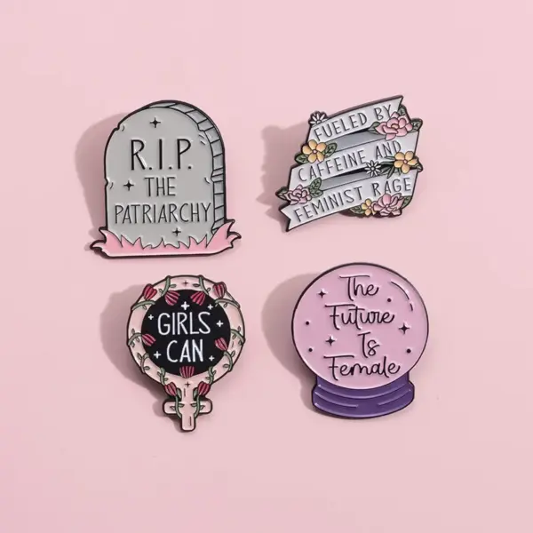 Feminist Enamel Pin Custom Girl Power Brooch - Image 4