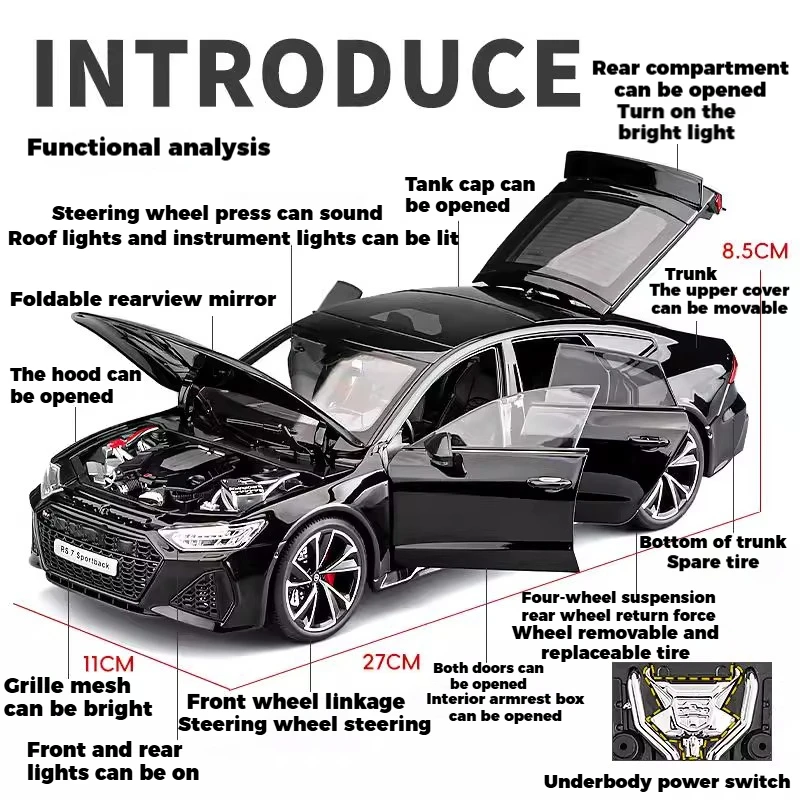 1:18 RS7 Sportback Black Warrior Diecast Model 2 1:18 RS7 Sportback Black Warrior Diecast Model - Image 2