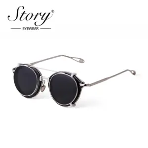 Vintage Steampunk Round Clip-on Sunglasses Men S1810 12 Sf08e65a9c9954c24898244ee4f9461e1X
