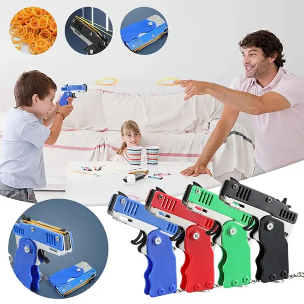 Mini Folding Launcher Toy with 60 Rubber Bands - Image 4
