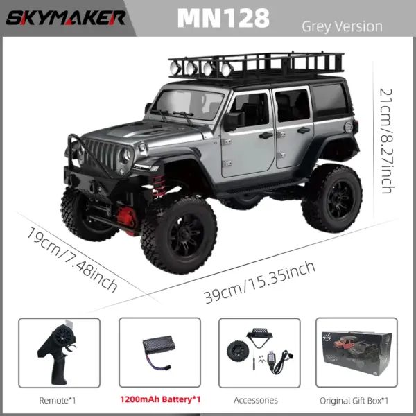 1/12 MN128 4WD RC Jeep Model with LEDs - Image 7