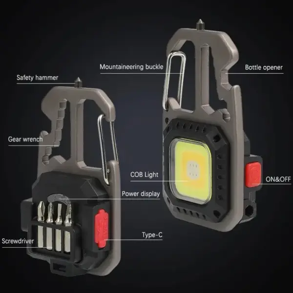 Rechargeable COB Keychain Work Light with 8 Modes - Image 4