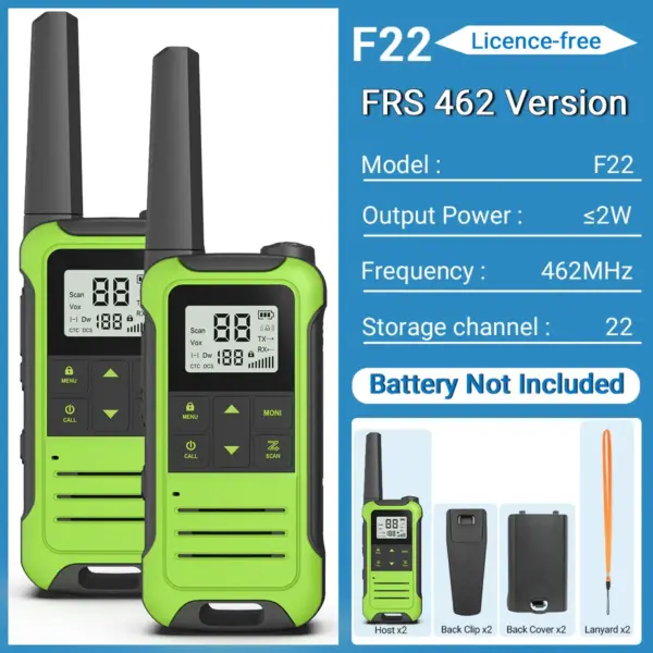 2PCS Baofeng F22 Portable Walkie Talkie Set - Image 22