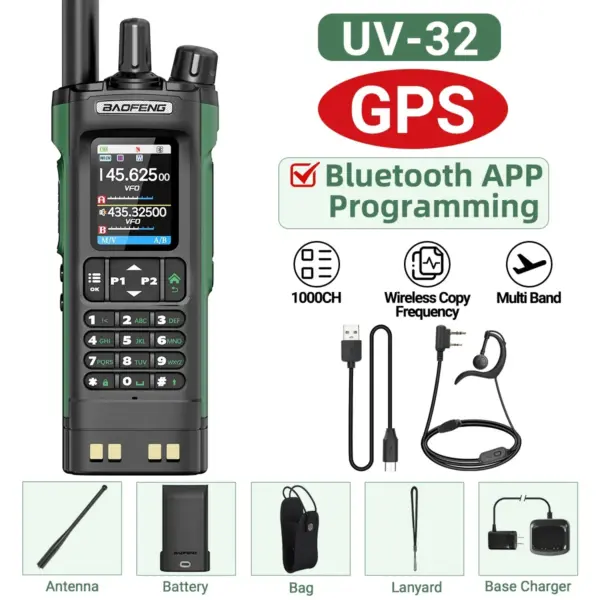 BAOFENG UV-32 GPS Walkie Talkie 10W with Bluetooth - Image 13