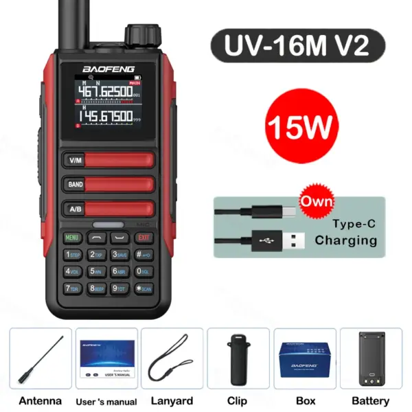 Baofeng UV16M V2 Walkie Talkie 15W with Full Band LCD - Image 11