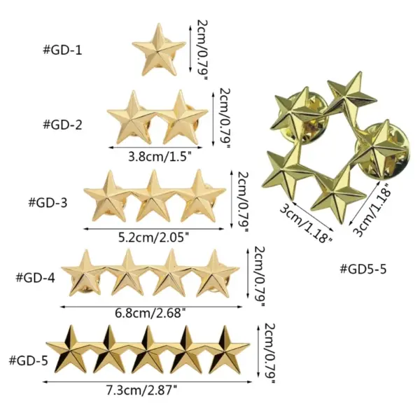 Chinese Style Metal Five-Pointed Star Badge Set - Image 6