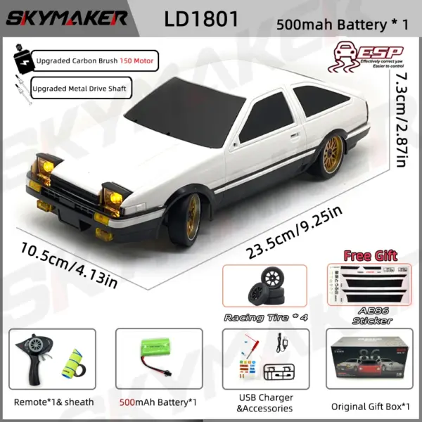 1:18 RC Drift Car AE86 RX-7 with Remote - Image 12