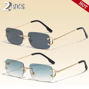 Rectangular Rimless Sun Glasses for Men and Women 38 Sf857665fbac34dd789479009335d13a78