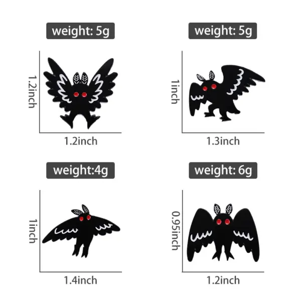 Gothic Bat Mothman Enamel Pin Brooch - Image 4