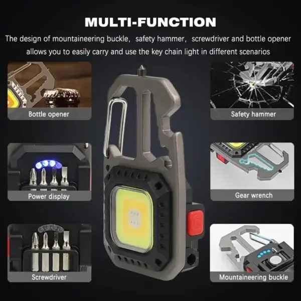 Rechargeable COB Keychain Work Light with 8 Modes - Image 2