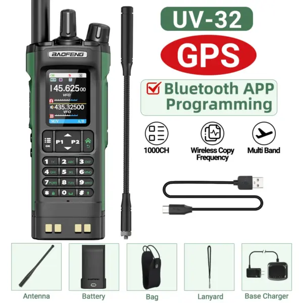 BAOFENG UV-32 GPS Walkie Talkie 10W with Bluetooth - Image 16