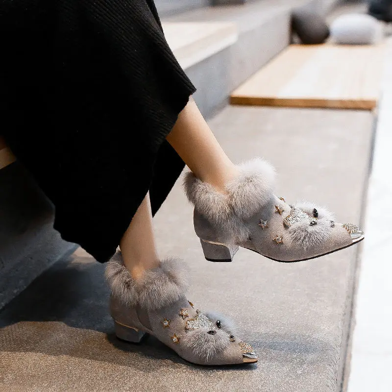 Women Ankle Boots with Crystal Fox Head Details 3 Women Ankle Boots with Crystal Fox Head Details - Image 3