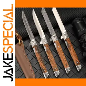 Damascus Folding Knife with Rosewood Handle