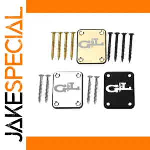 Guitar Neck Plate with Screws in Gold/Silver/Black