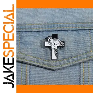 Jesus Cross Enamel Pins Religious Brooches