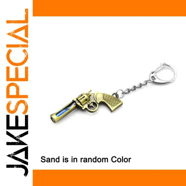 Vintage Toy Revolver Keychain with Sand Element