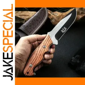 Elegant Portable Survival Knife with Wooden Handle