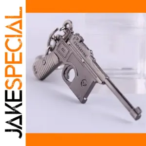 Metallic Submachine Gun Keychain Accessory