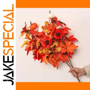 70cm Artificial Maple Leaves Pumpkin Branch
