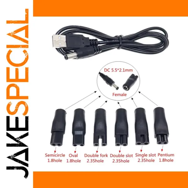 USB Power Cable with 6 Adapter Tips