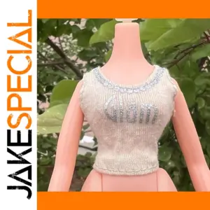 Beige Ribbed Sequin Top for 1/6 Scale Dolls