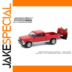 1:64 Red Pickup Truck and Motorcycle Model