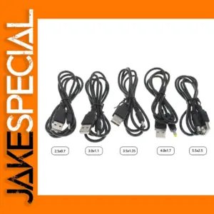 USB to DC Power Cable with Multiple Barrel Sizes