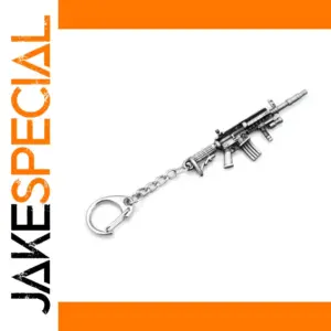 Tactical Assault Rifle Keychain in Silver