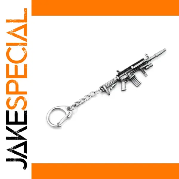 Tactical Assault Rifle Keychain in Silver