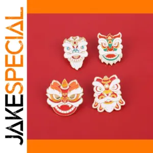 Chinese Style Enamel Lion Dance Pins for Bags and Clothes