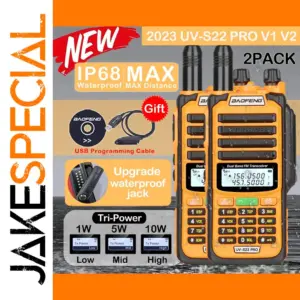 2-Pack BAOFENG UV-S22 Pro V2 Waterproof Walkie Talkies