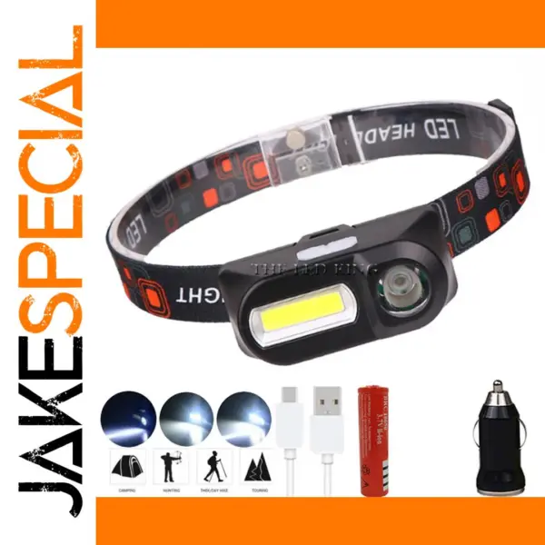 18650 USB Rechargeable COB LED Headlamp