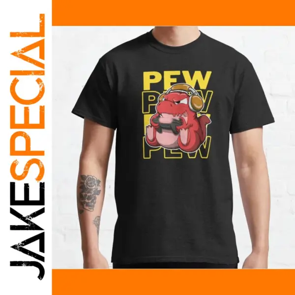 Pew Pew Dinosaur T-Shirt for Men