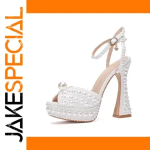Elegant Water-Diamond Pearl Peep Toe Heels for Women