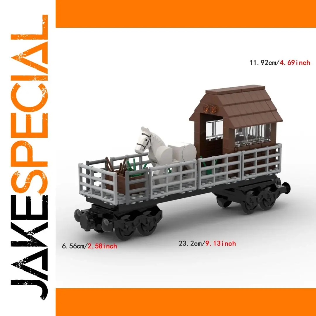 Horse Cargo Train Car Model with Barn Structure 1 Horse Cargo Train Car Model with Barn Structure