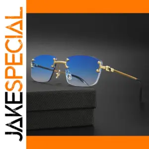 Retro Rimless Square Sunglasses Men Women UV400
