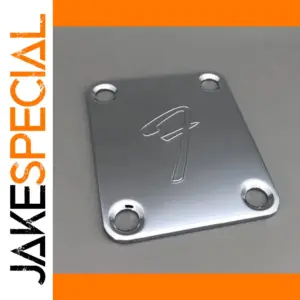 Polished Chrome Guitar Neck Plate with 'F' Logo