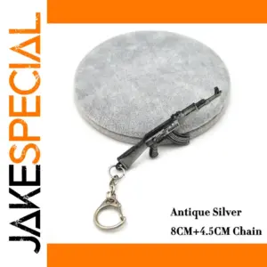 Antique Silver Assault Rifle Keychain