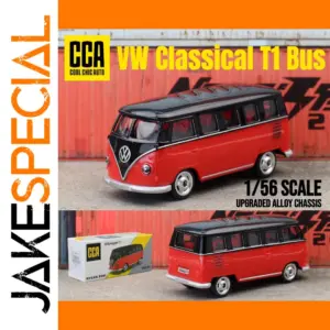 Volkswagen T1 Bus Model Red and Black 1/56