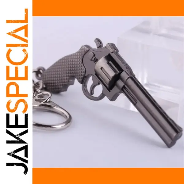 Metallic Revolver Keychain with Split Ring Attachment