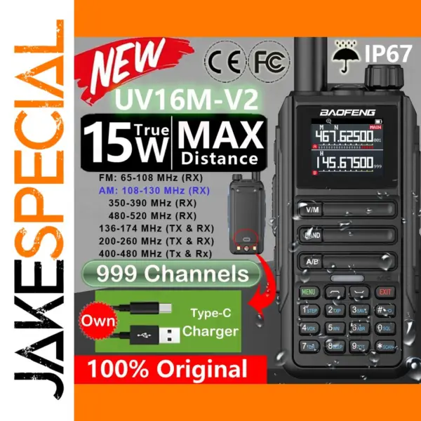 Baofeng UV16M V2 Walkie Talkie 15W with Full Band LCD